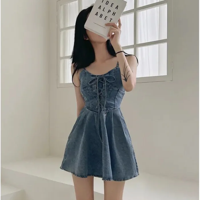 

Slimming Dstring Denim ter Dr Korean Sle Women's Casual Faion Spring Autumn Winter Dr for Various Ocns