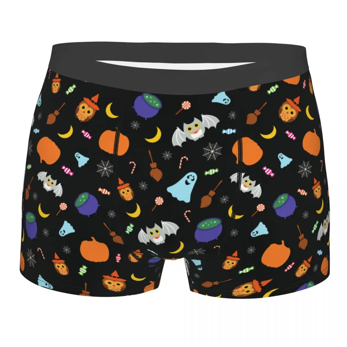 

Custom Pumpkin Boo Moon Bat Spider Halloween Underwear Men Stretch Boxer Briefs Shorts Panties Soft Sexy Underpants For Male