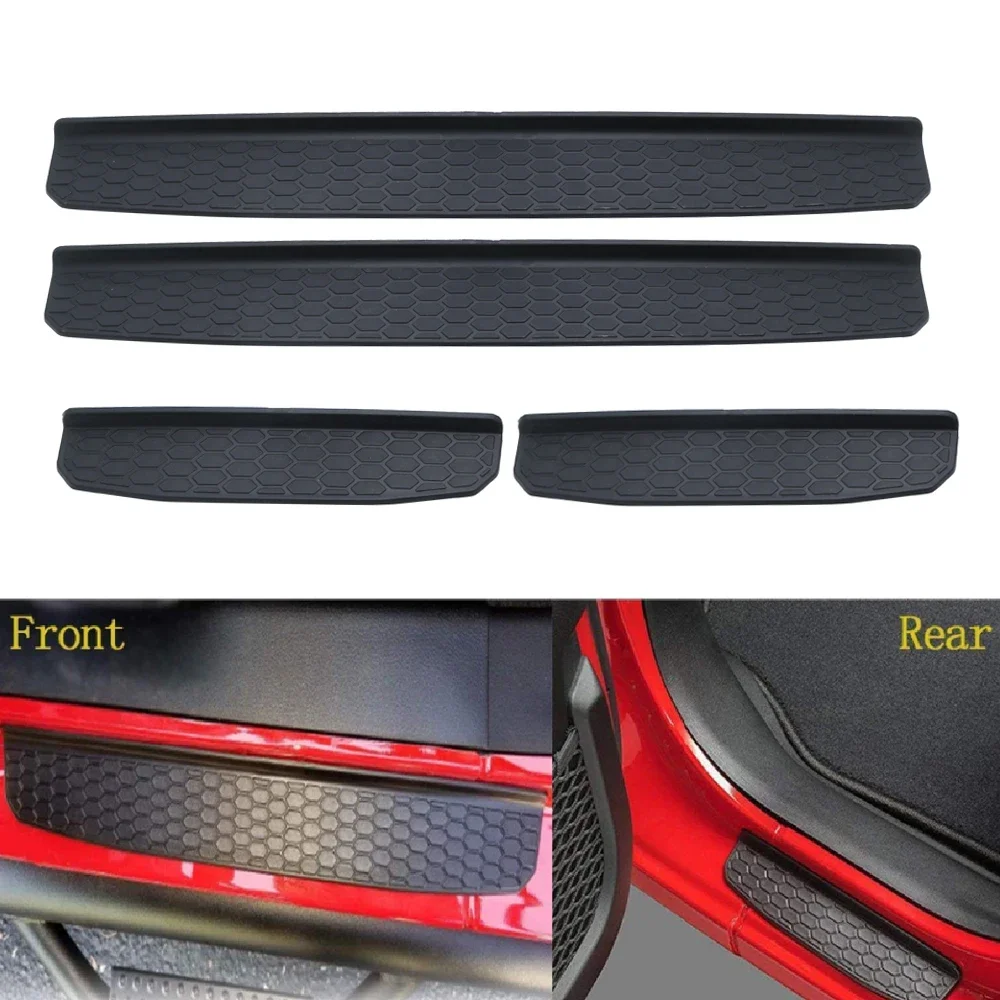 Car Interior Door Sill Entry Guards Protector 2 4-Door Accessories Door Plate Cover Sill For Jeep Wrangler JL 2018 2019