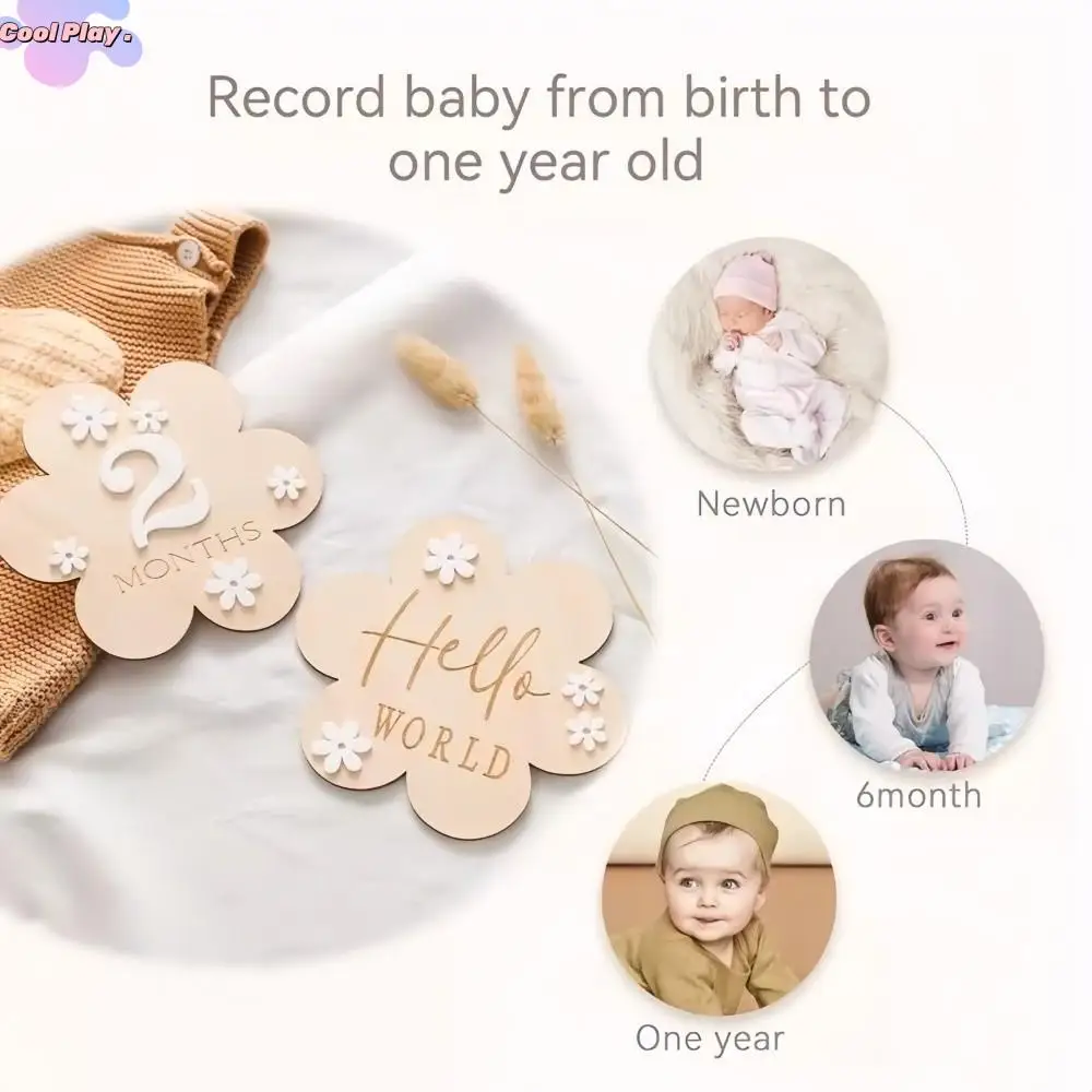 

Календарь для роста новорожденного, памятная открытка, деревянная карточка ручной работы с детскими вехами, реквизит для фотосессии, цветок