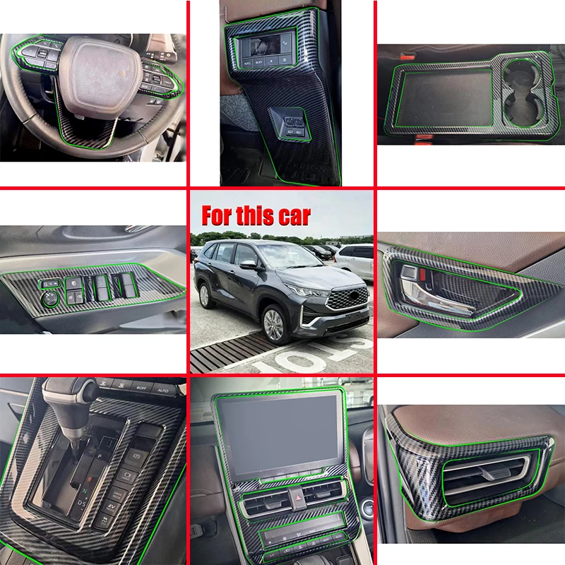 For Toyota Innova Zenix AG10 2023 2024 Accessories Interior Button Switch Steering Wheel AC Outlet Cup Holder Handle Trim