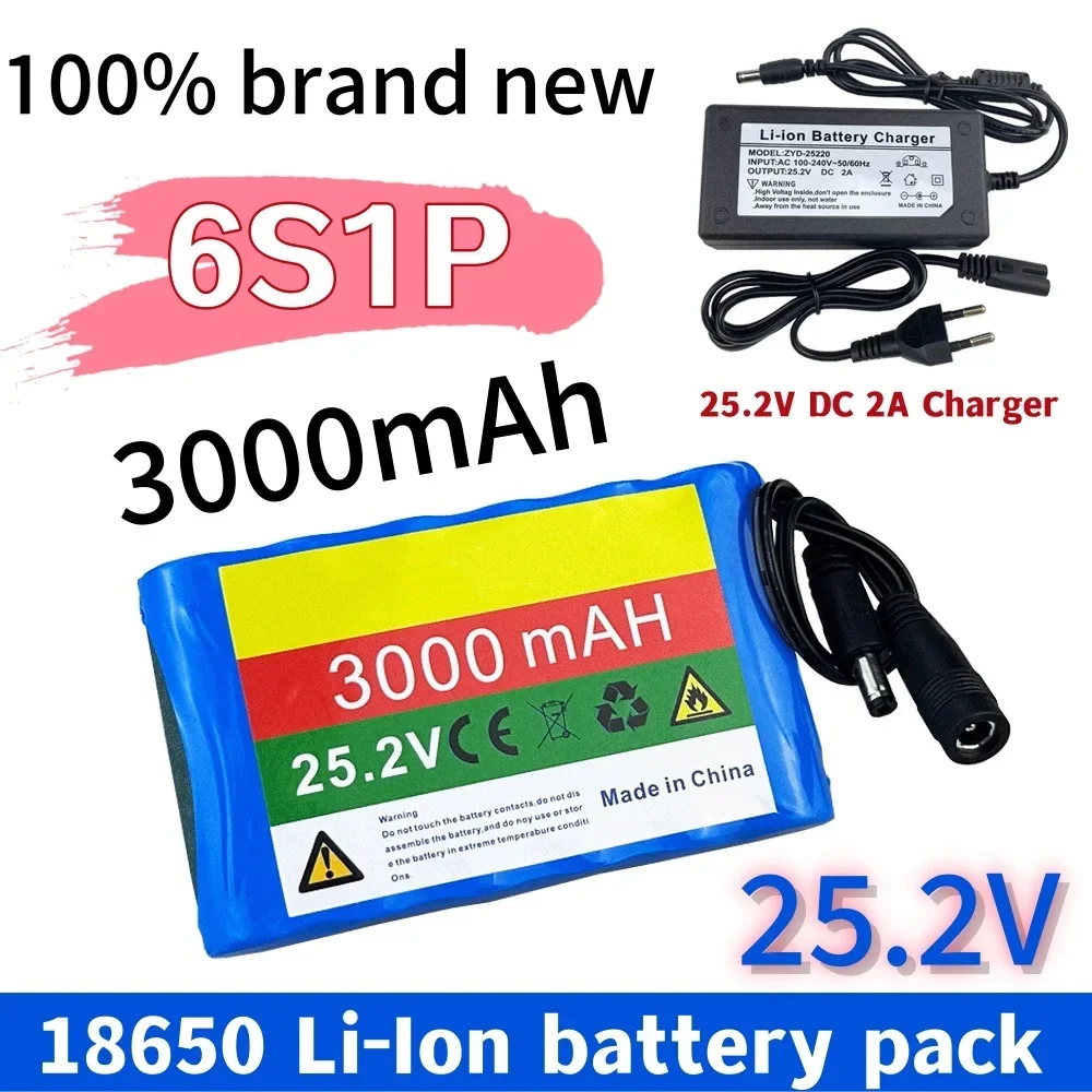 

100% NEW 25.2v 3Ah 6s1p 18650 rechargeable lithium battery pack, suitable for electric scooter bicycle battery with bms+charger