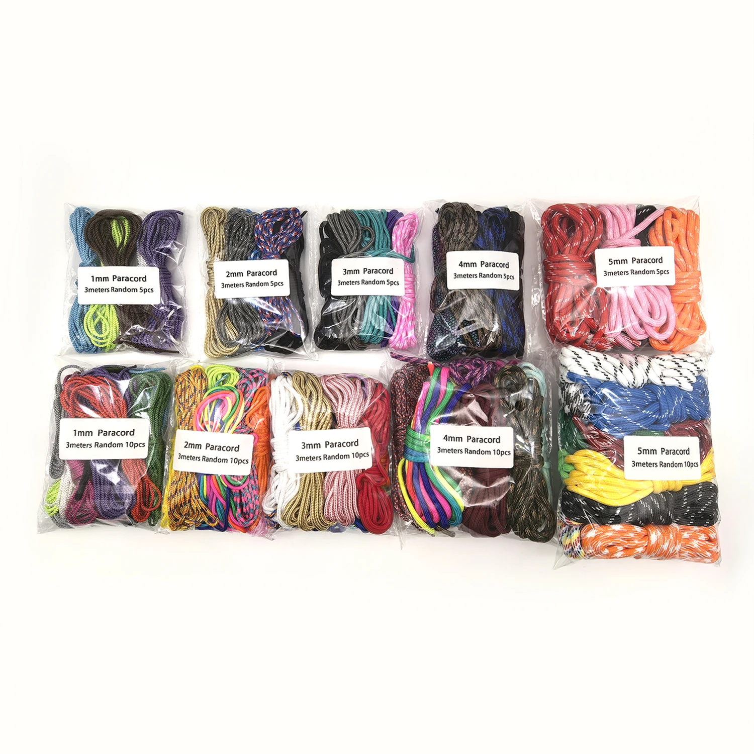 Corda Paracord de 500 Cores, Diâmetro 1/2/3/4/5mm, Corda de Paraquedas de Alta Qualidade para DIY, Corda Paracord 550, Acessórios de Sobrevivência e Camping