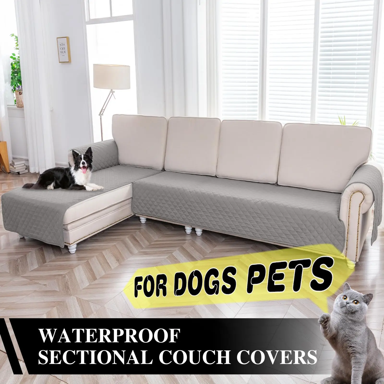 Waterproof Sofa Cover Pet Dog Kids Sofa Mat Couch Slipcovers 2pcs Reversible Couch For Living Room Dustproof Furniture Protector