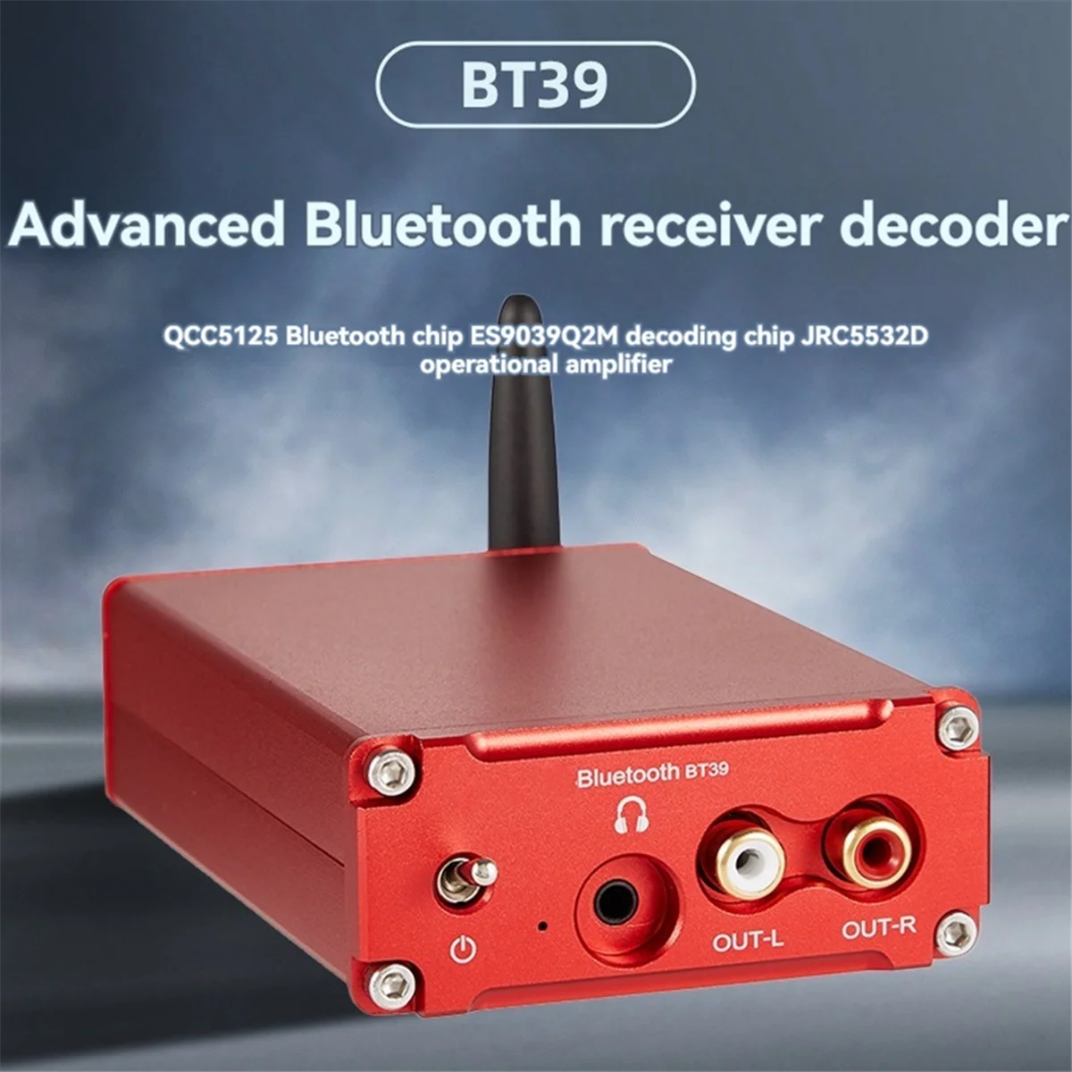 BFYLW Decodificatore HIFI Lossless QCC5125 ES9039Q2M HD Bluetooth 5.0 Adattatore ricevitore wireless Decodifica DAC DC12V Nero