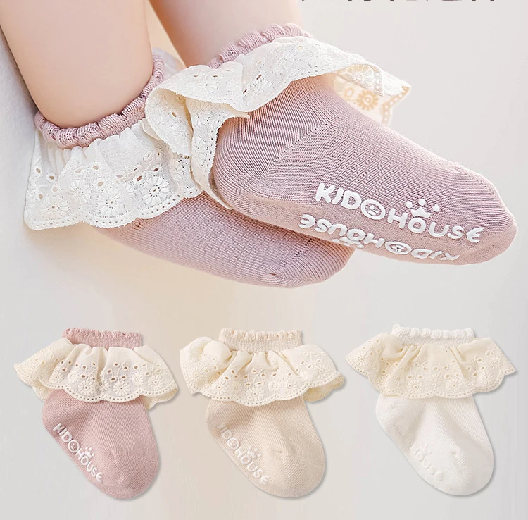 

new baby children's non-slip autumn winter cotton socks solid color baby foot socks