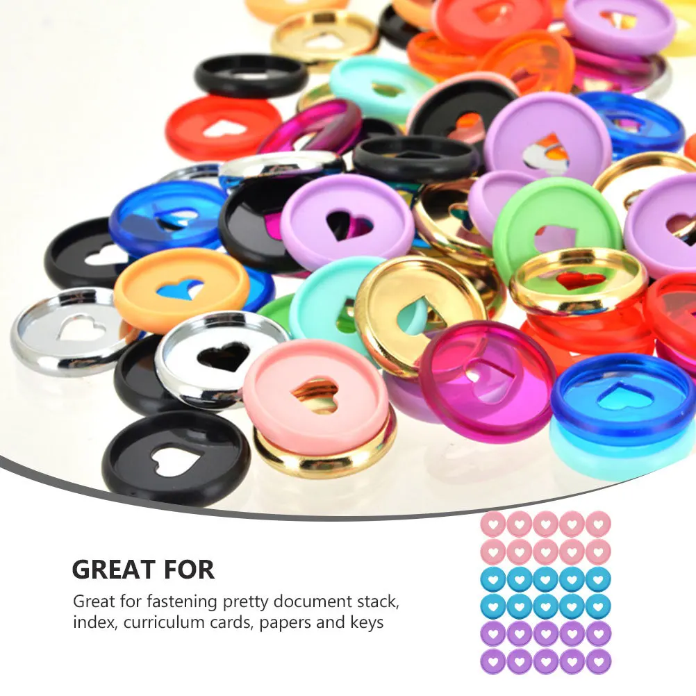 แผ่นพลาสติกรูปหัวใจสำหรับเข้าเล่มสมุดโน้ต 30 ชิ้น สำหรับงาน DIY สีสันสดใส วงแหวนพลาสติกสำหรับเข้าเล่มแบบหลวม