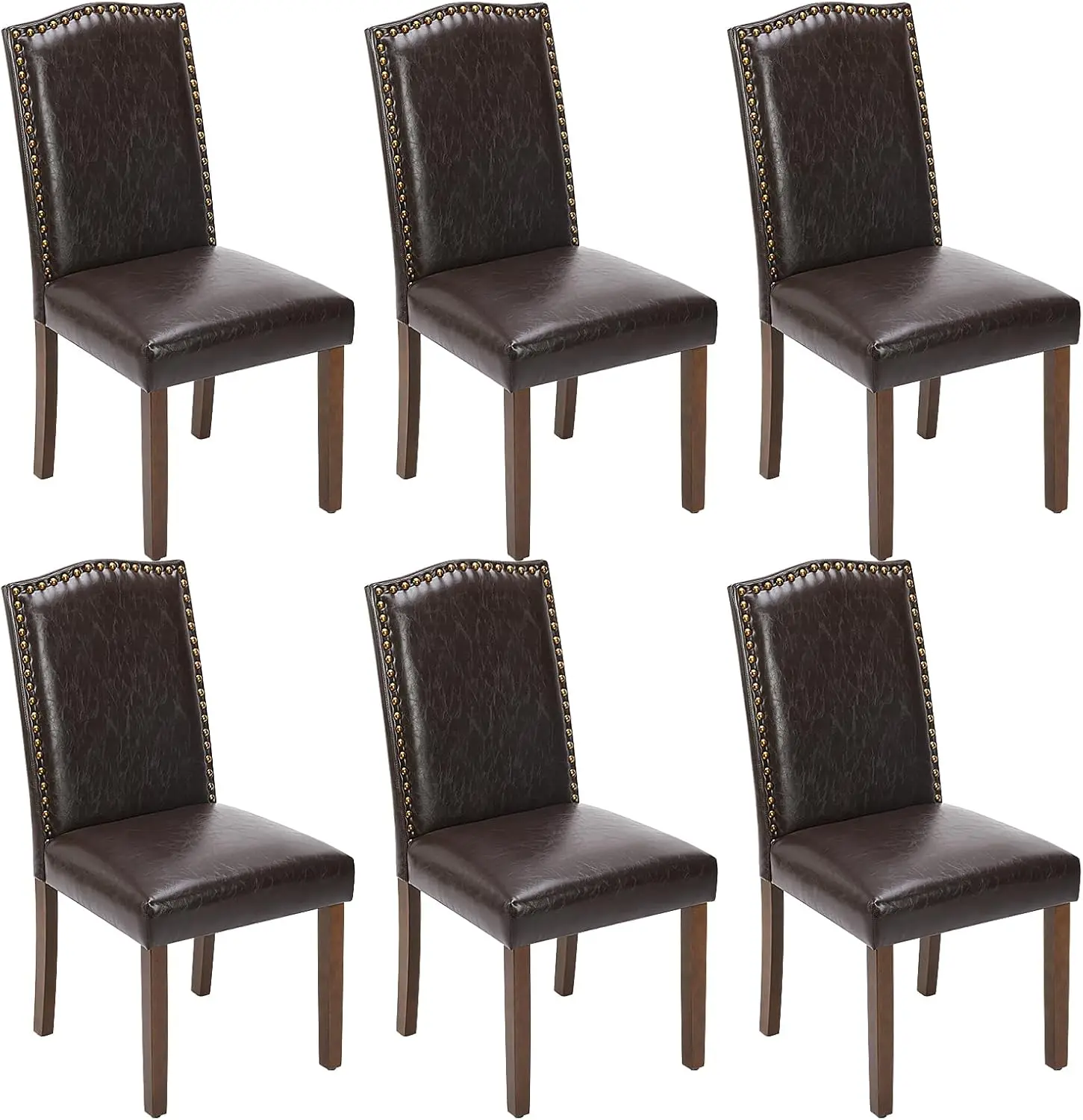 Sillas de comedor con patas de madera, tapizadas, estilo Parsons, con ribete de cabeza de Nailhead, para Cocina