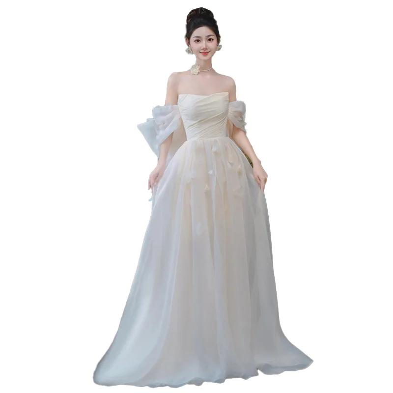 Robe de mariée légère avec haut tubulaire, pour Occasions formelles, Style Super féerique Mori, robes du matin, fiançailles, bienvenue