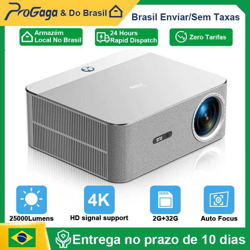 PROGAGA PG610W Projetor 4K Android WiFi Foco Automático Full HD 1080P Projetor PG610 ATV Projetor Portátil Home Theater Feixe de Vídeo