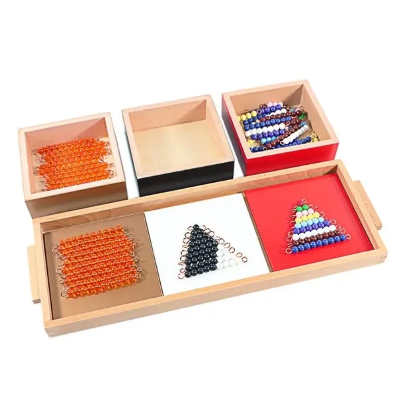 Montessori Mathematics teaching Aids Kids toy Addition Games Toys Plastic Beads with Wooden Box Learning Educational Preschool