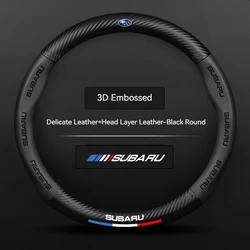 For Subaru Brz Wrx Xv Ascent Forester Outback Impreza Legacy Car Carbon fiber Anti-slip Ventilate Leather Steering Wheel Cover