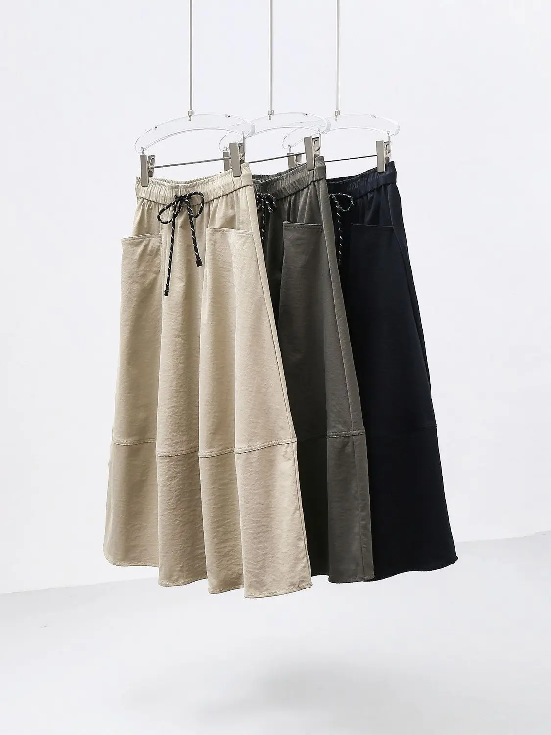 

Dave&di Skirt Woman Clothing Faldas Skirts Casual Workwear With Elastic Waistband, Large Pocket, Mid Length A-line Skirt