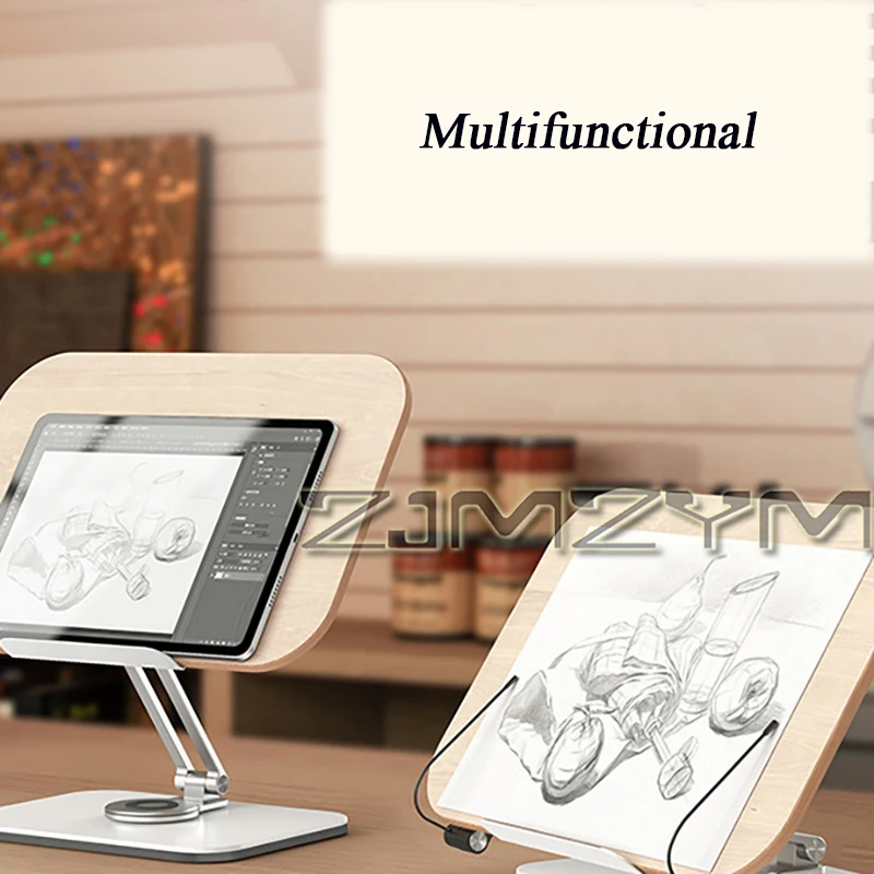 Alumínio Alloy Desktop Reading Rack, Rotatable e ajustável, Laptop Stand, Study Book Holder, 360 Graus