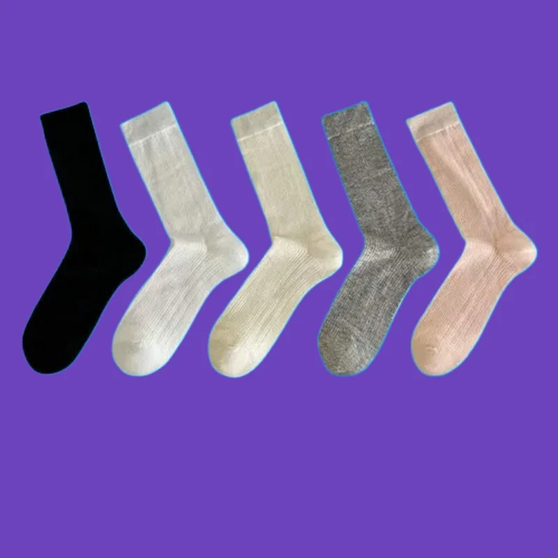 

5/10 Pairs Mesh Summer Stacked Socks Spring and Autumn Style White Women's Cotton Boneless Middle-Tube Socks Breathable Socks