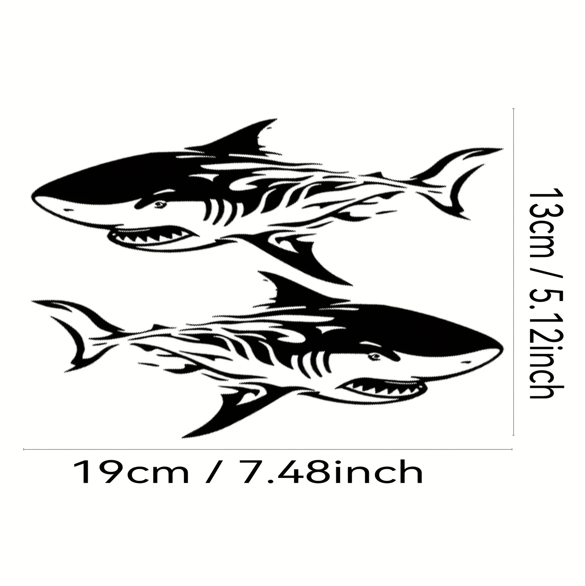2Pcs/set Tribal Shark Waterproof Vinyl Stickers, Decals for Motorcycle Helmet, Car Window & Bumper