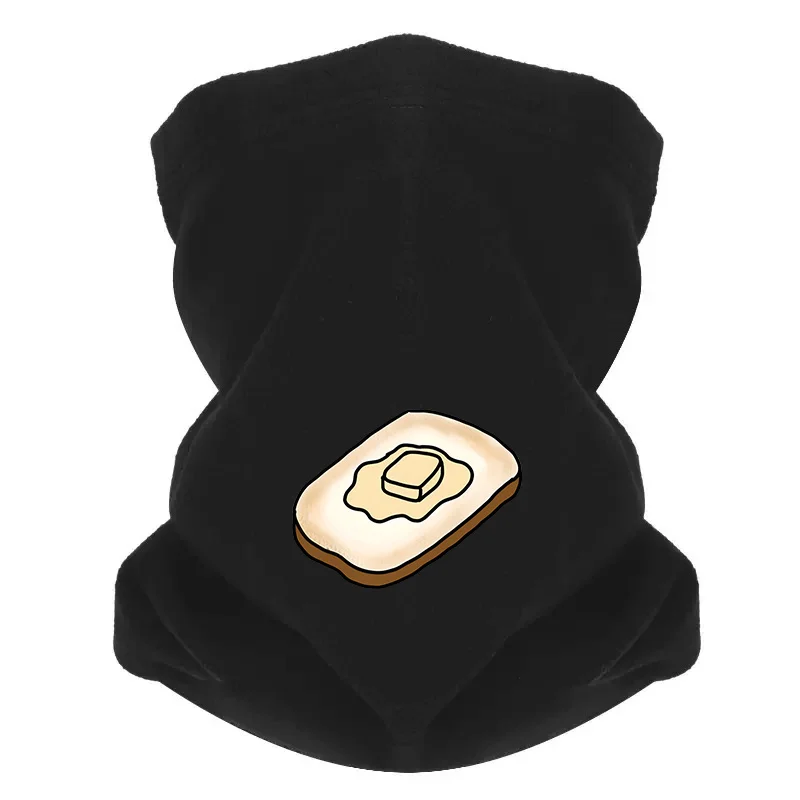 Mantequilla en rodaja de pan tostado para hombre, bufanda para exteriores, máscara, polaina para el cuello, gorra para mujer, tocado a prueba de viento, mantiene el calor en invierno, multifunción