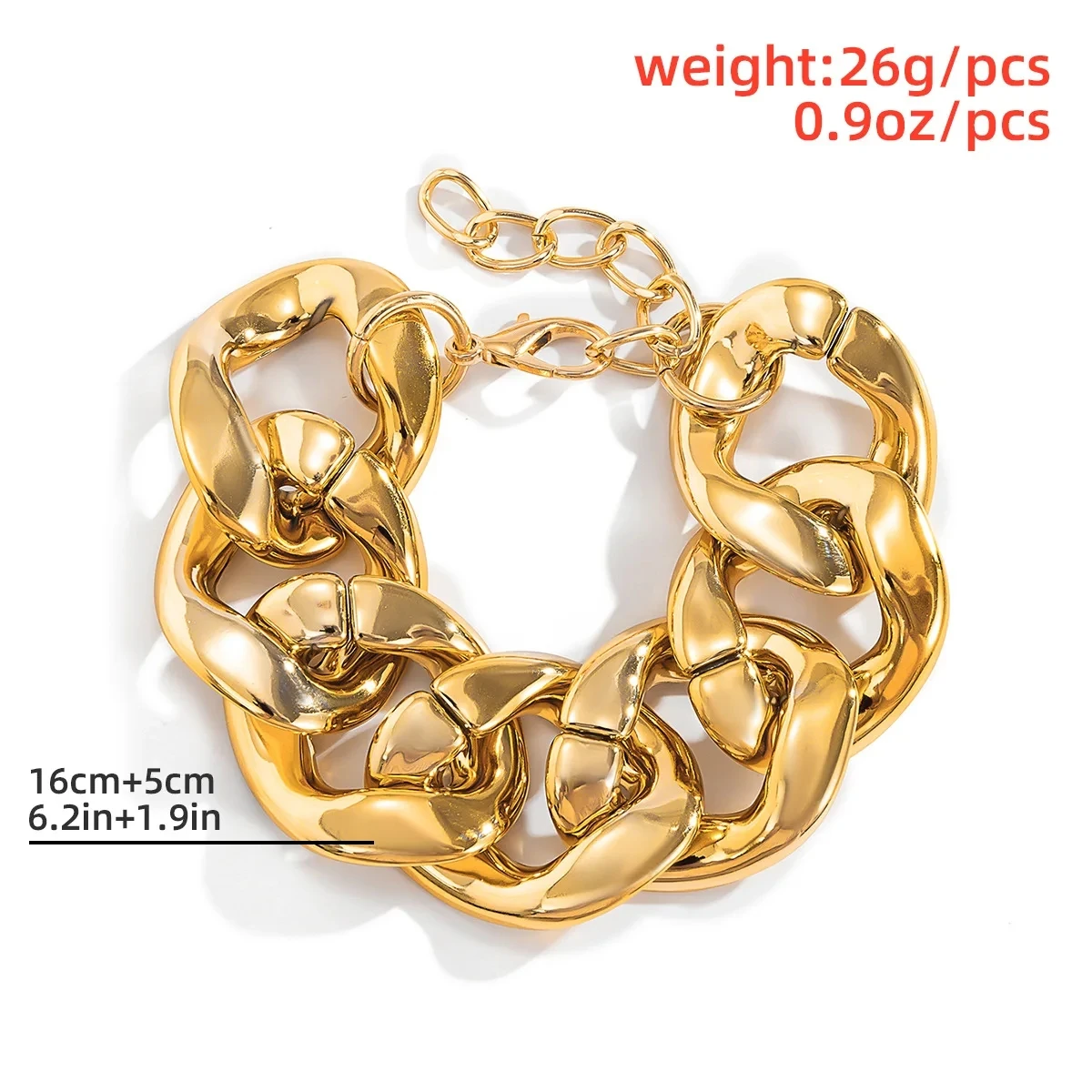 Hip Hop Exaggerated Thick Link Chains Bracelet for Women CCB Material Big Wide Bracelets Fashion 2021 Hand Chains Jewelry