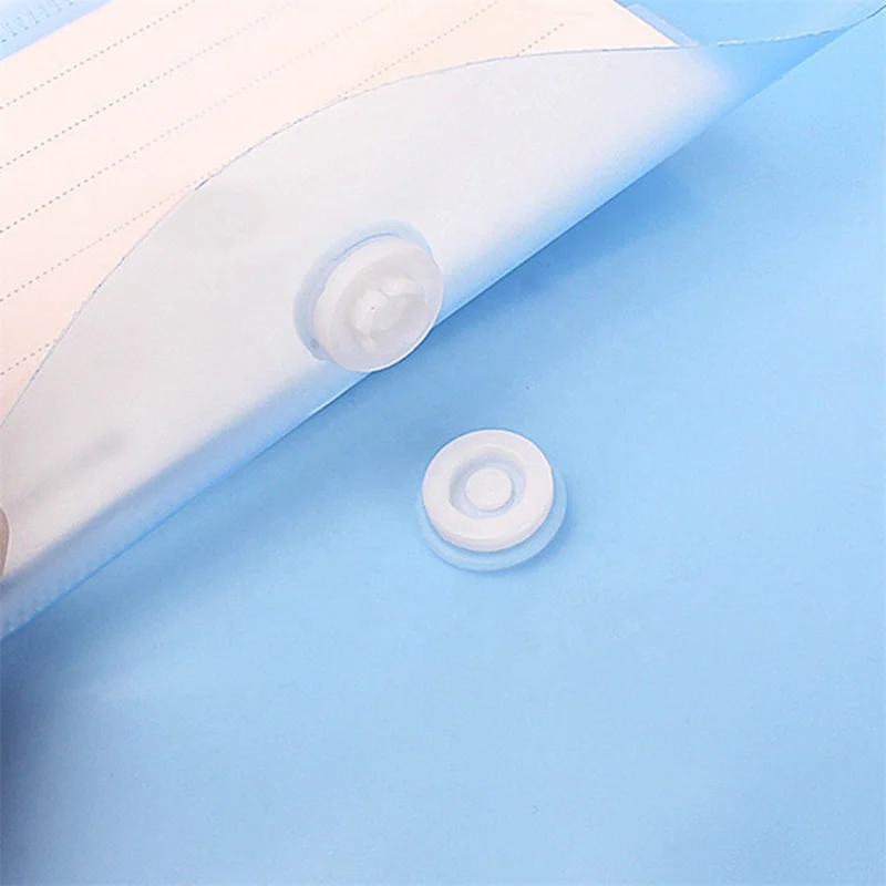 5PCS A4 Poly Envelope Folder with Snap Button Clear Waterproof Plastic Document Protector for School Home Office Organization