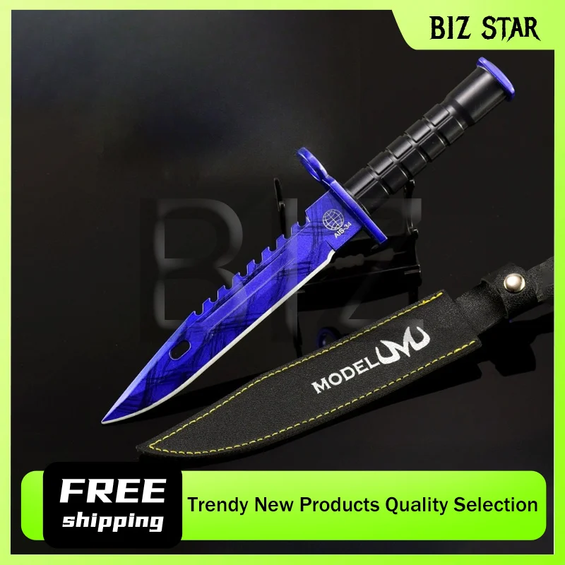 26 سنتيمتر/10.23in M9 دوبلر الأزرق قلادة جلدية لعبة الطرفية كاتانا سكين سلاح معدني نموذج تأثيري الدعامة الحلي الحرفية الهدايا #1