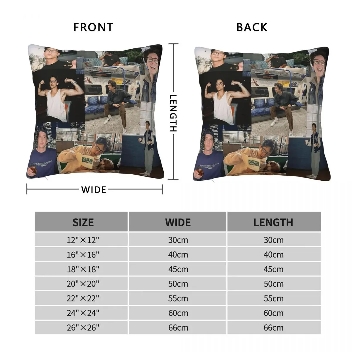 Milo Manheim Collage Square Pillowcase Polyester Linen Velvet Printed Zip Decorative Home Cushion Cover