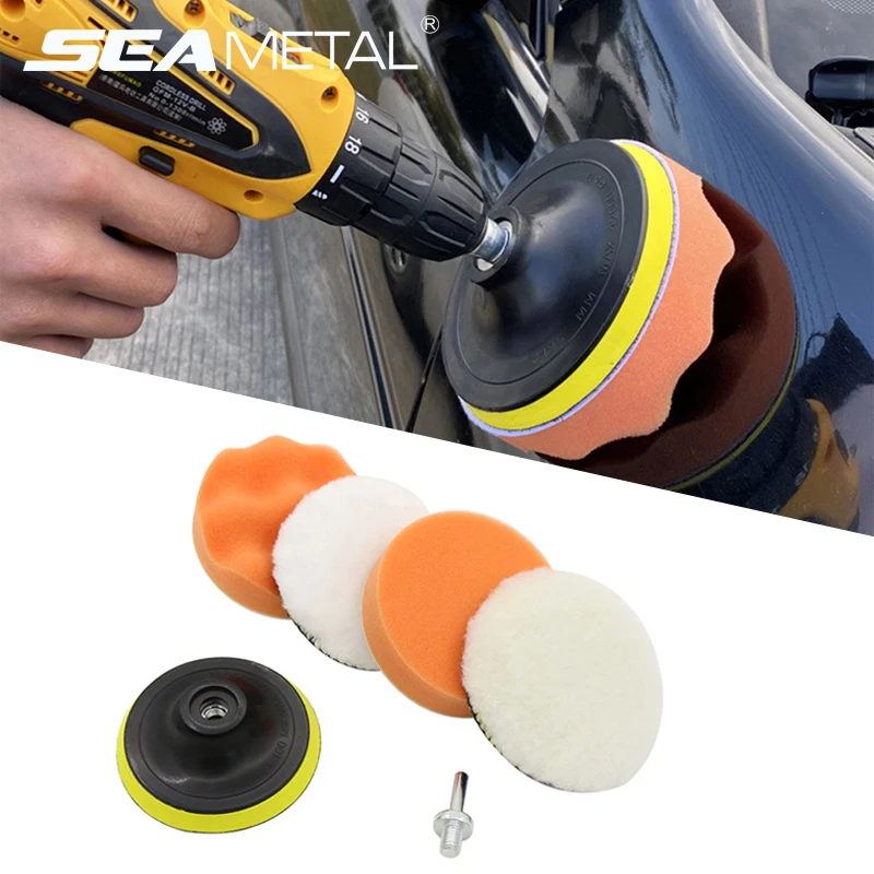 SEAMETAL 3/4/5inch Universal Car Polish Pad Set M10/M14 Soft Wool Machine Waxing Polisher Car Body Polishing Discs Car Accessory