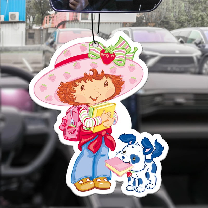 Strawberry Girl Goes to School with Her Puppy Hilton (Hotel Scent) Car Fragrance Tablets, Wardrobe Air Freshener, Perfume, Rearview Mirror Decoration, Car Interior Hanging Ornament, Natural Scent Air Purifier, Anime Cartoon Toilet Scent Sachet, Living Room Office Room Bedside Hanging Decoration view 6