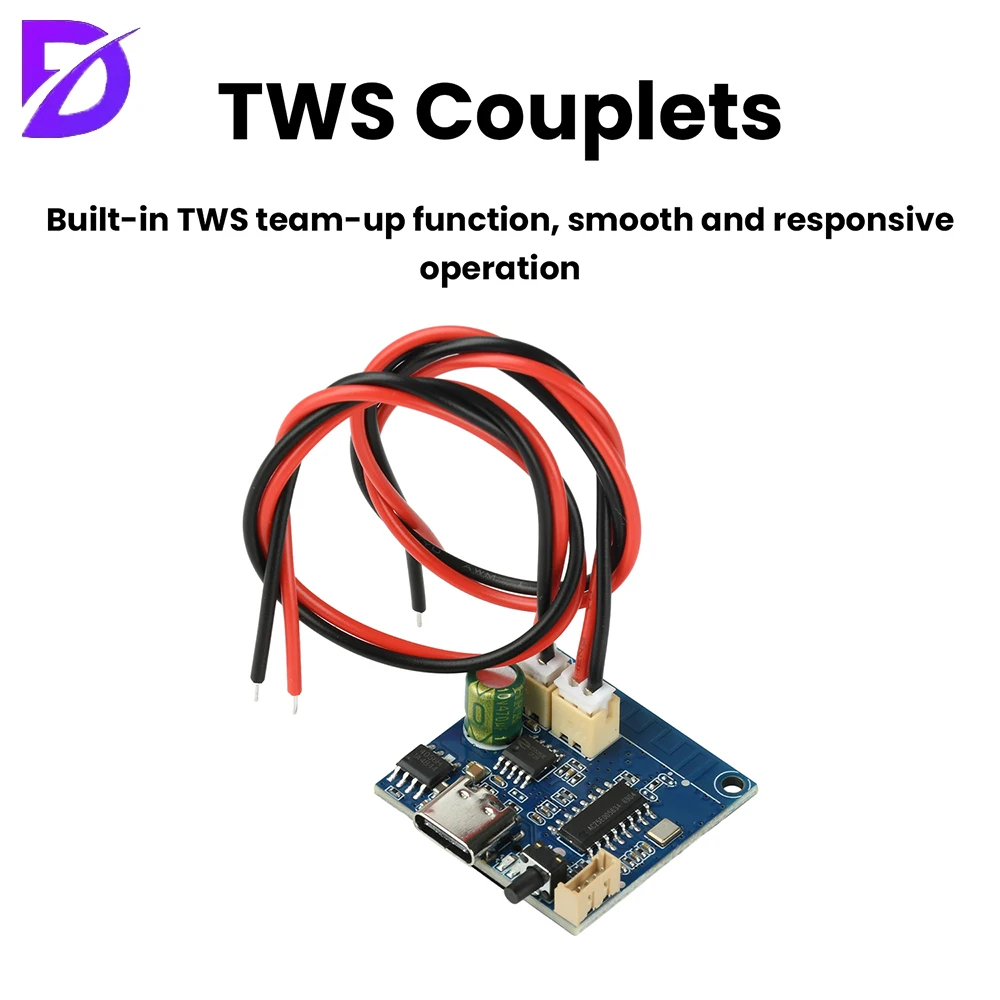 5W Bluetooth Amplifier Module with TWS Pairing High Fidelity Output TYPE-C Rechargeable Audio Amplifier Board for DIY Projects