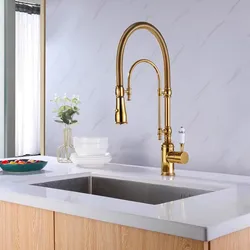 Gold Kitchen Faucets Brass  Pull Down Sink Faucet Pull Out Black Sink Faucet Spring Spout Mixers Tap Hot Cold Water Crane