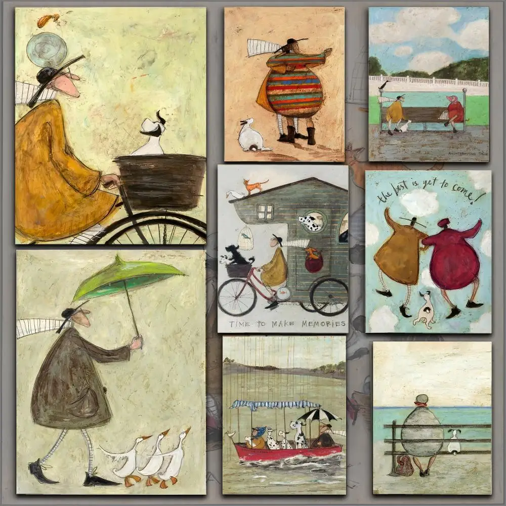 S-Sam Toft Retro Nostalgia Poster Peel And Stick Matte Self Adhesive PVC Easy Apply Removable Waterproof Frameless Home Decor