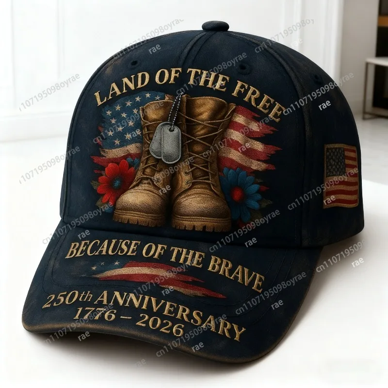 250 Year USA Patriotic Cap 1776-2026 U.S. Army Insignia Eagle 50 Stars Flag This We'll Defend Slogan