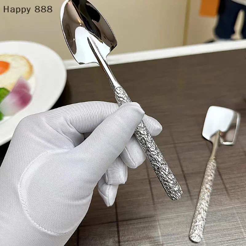 ملعقة مستديرة من الفولاذ المقاوم للصدأ بمقبض طويل - ملعقة تقليب الحلوى باللونين الأحمر والذهبي لاستخدام المطبخ #5