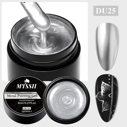 Imagen 2 del producto Esmalte de uñas en Gel con pintura metálica, color plateado, dorado y rosa, espejo para decoración de uñas, suministros de uñas, barniz LED UV semipermanente, 8ml