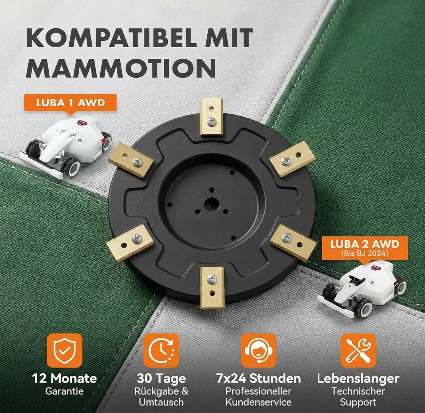 Premium Cutterhead Compatible with Mammotion LUBA1 AWD & LUBA2 AWD Fiberglass Reinforced Plastic for Enhanced Durability