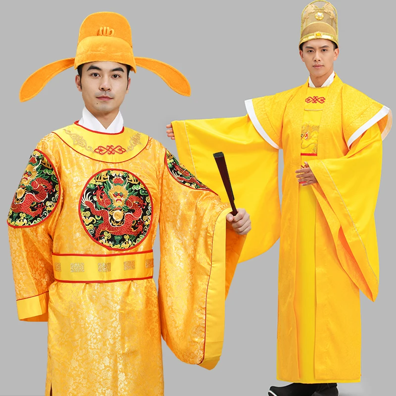 

China Tang Dynasty Emperor Costume Li Shimin Performance Yellow Robe Film TV Movie Drama Xi'an Ancient City Royal Dragon Gown