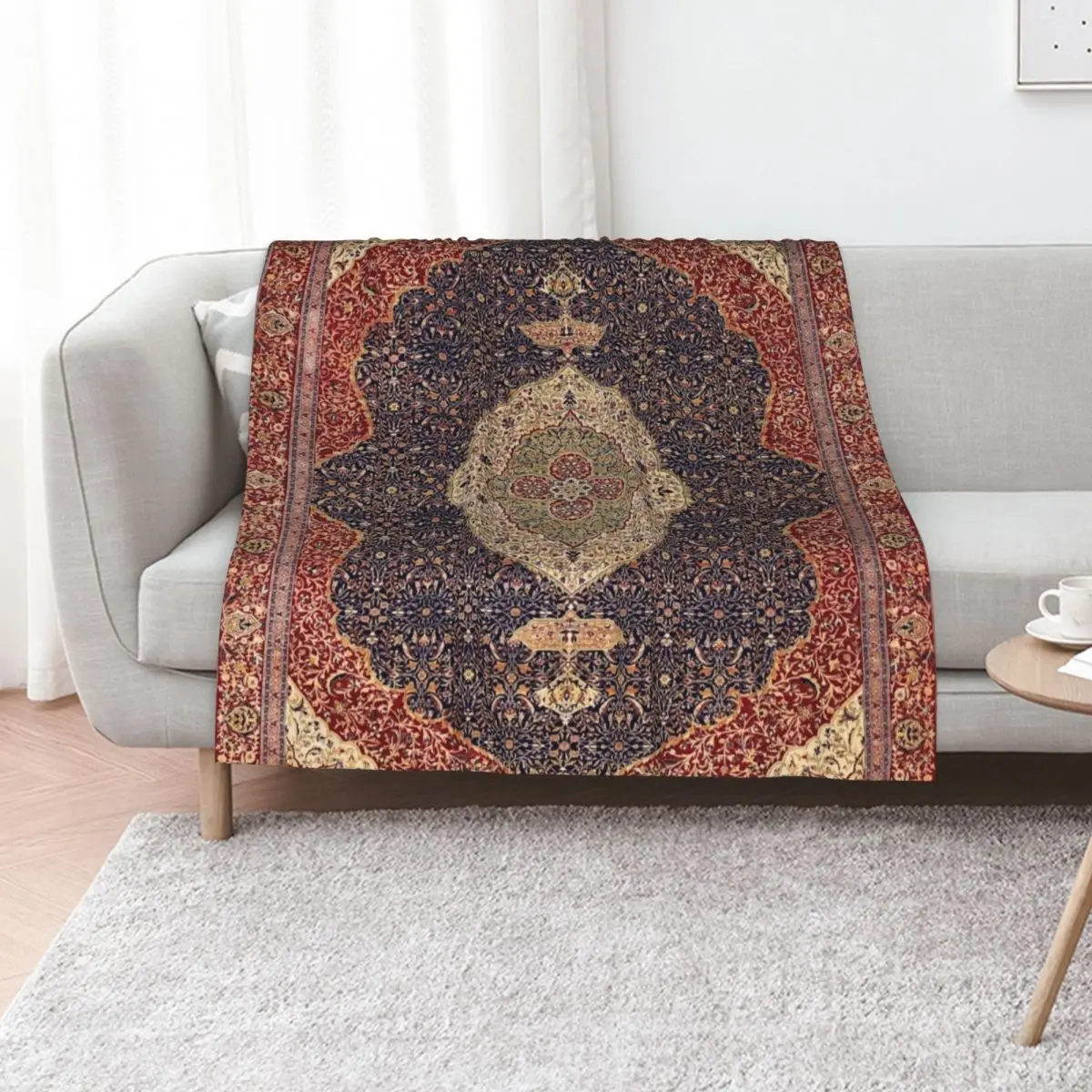 

Vintage Antique Persian Carpet Throw Blanket Summer Beddings Beach Bed linens Soft Plaid Blankets