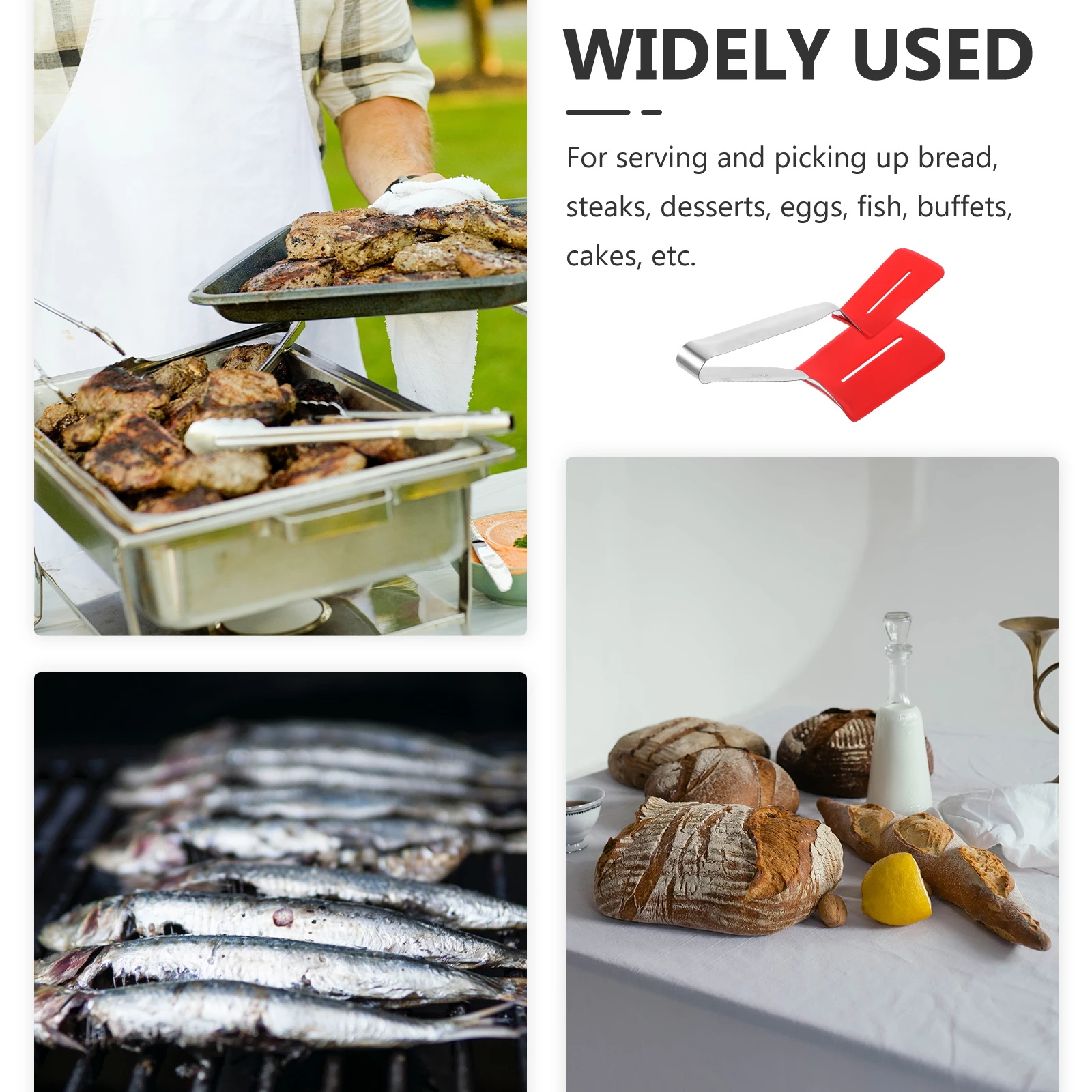 

Steak Tongs Stainless Steel Silicone Thickened Long Handle Barbecue Tong For Grill Camping Kitchen Tool Cooking Accessory