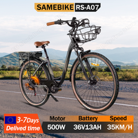 SAMEBIKE RS-A07 Electric Bicycle 500W Brushless Motor 36V13AH Lithium Battery Electric Bike 28inch City Travel Disc Brake E-Bike
