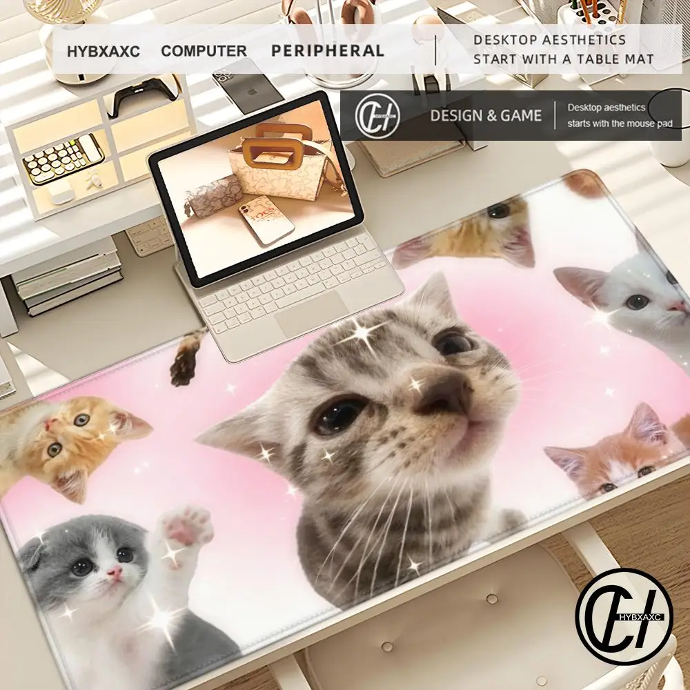 HYBXAXC Kawaii Коврик для мыши с рисунком животных (кошки, собаки, кролики) для игрового стола, водонепроницаемый, пыленепроницаемый, гладкий тканевый коврик для ноутбука и ПК