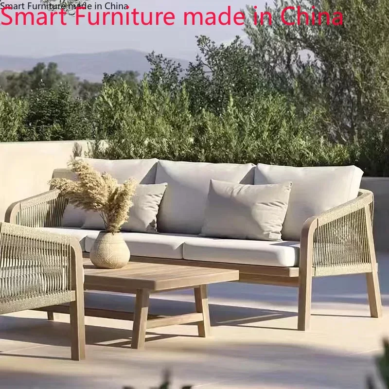 

Outdoor terrace teak sofa rattan table chair courtyard garden leisure furniture villa hotel balcony rattan chair