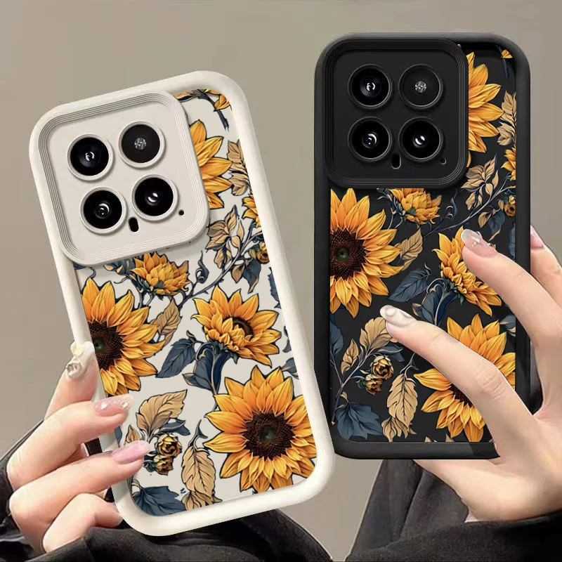 Sunflower Pattern Matte Case for Xiaomi Mi 14T 13 12 11 Lite 5G 14 13T 12T Pro Poco X6 M6 F5 X5 X3 F6 Pro 4G Silicone Cover
