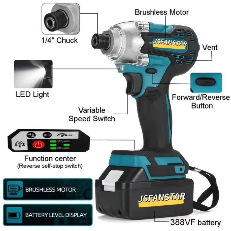 380nm Factory 21V Cordless Brushless Battery Electric Torque Impact Wrench 1/2 OEM Prices