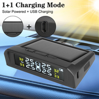 Wireless Tire Pressure System USB Solar Powered + 4 External Sensors Car TPMS LCD Display Intelligent Temperature Warning