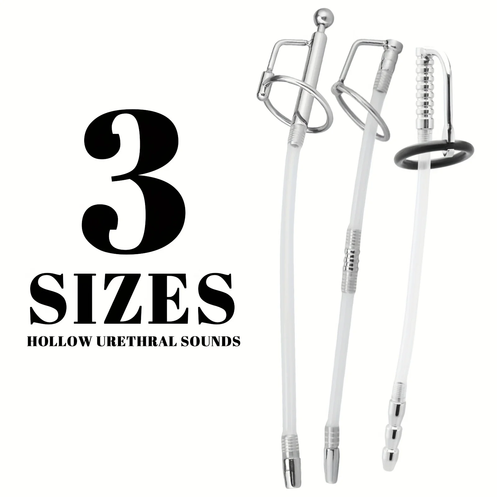 1 قطعة مجرى البول مرنة لعبة استثارة القضيب جوفاء مجرى البول الأصوات مع حلقات القضيب ، ذكر تحفيز لعبة استثارة القضيب موسع سيليكون مرن