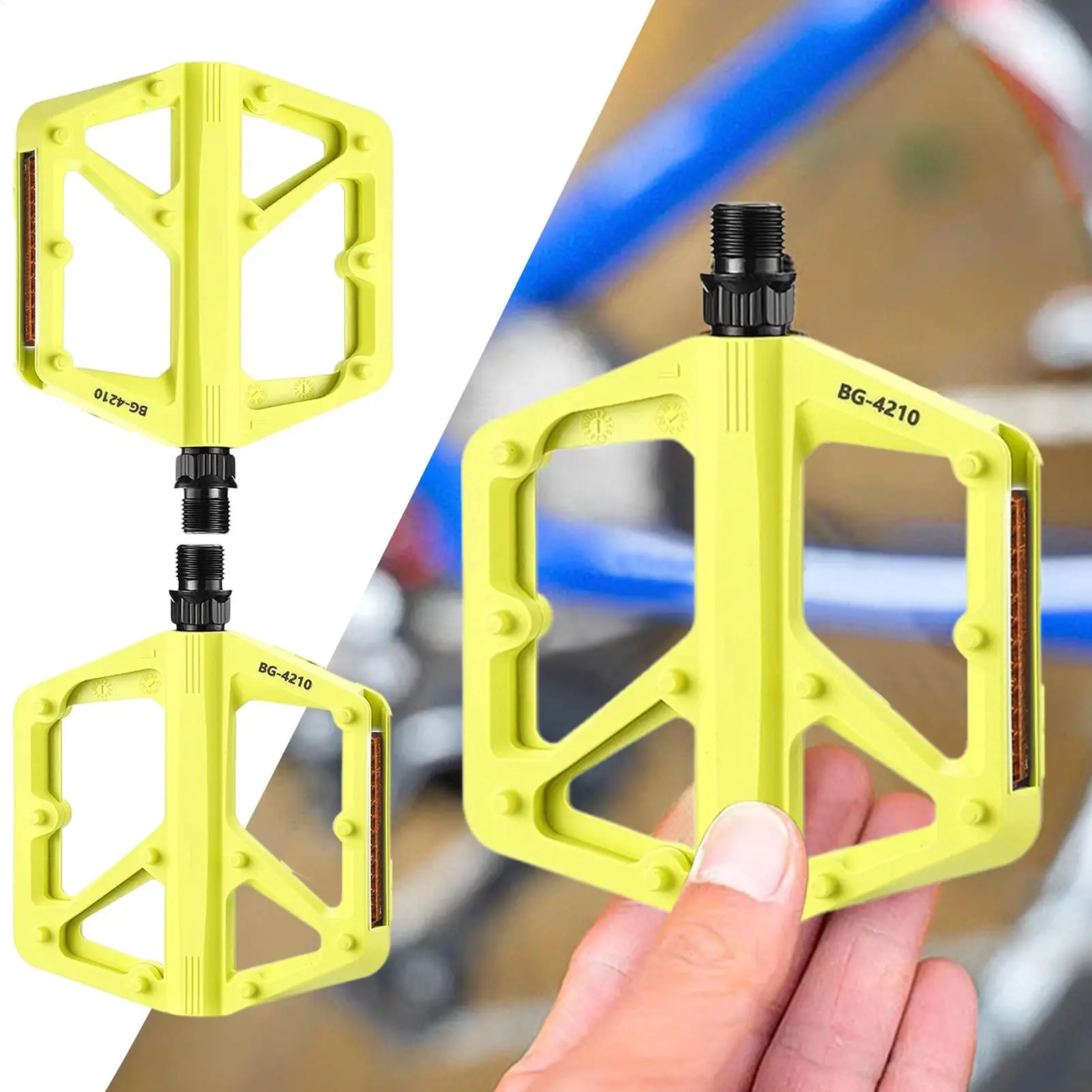 Road Bike Pedals Professional Flat Pedals Lightweight Non-Slip Reflective Strips Replacement For Women Men Urban Commute Travel