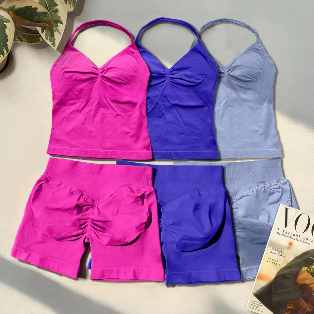 تأثير السراويل مجموعات سلس اليوغا مجموعة النساء 2 قطع الرسن الرياضة الصدرية و قطب بعقب سراويل رياضية الدعاوى تجريب الملابس الزي