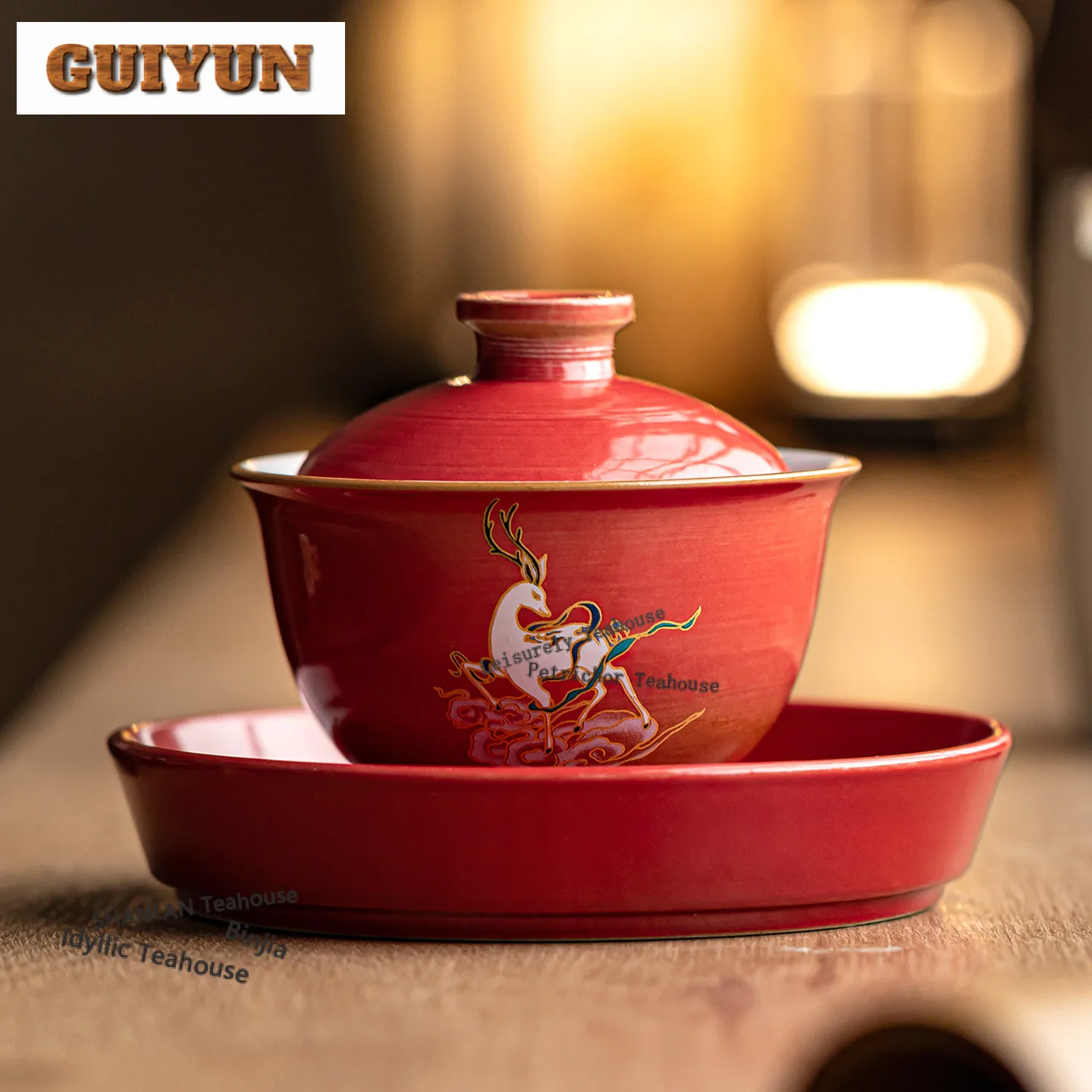 

160 мл Благоприятные облака и благословенный олень Гайвань Ретро Чайная чаша для чая с крышкой Набор для приготовления чая Крышка Чаша Китайский чайный сервиз