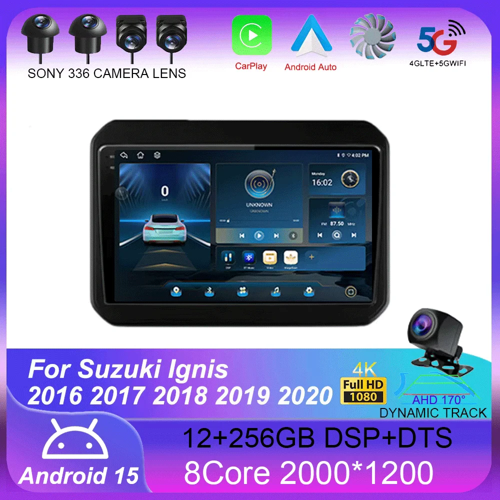 

Android 14 беспроводной автомобильный Carplay для Suzuki Ignis 2016 2017 2018 2019 2020 автомобильный радиоприемник мультимедийный видеоплеер Navi GPS стерео DSP
