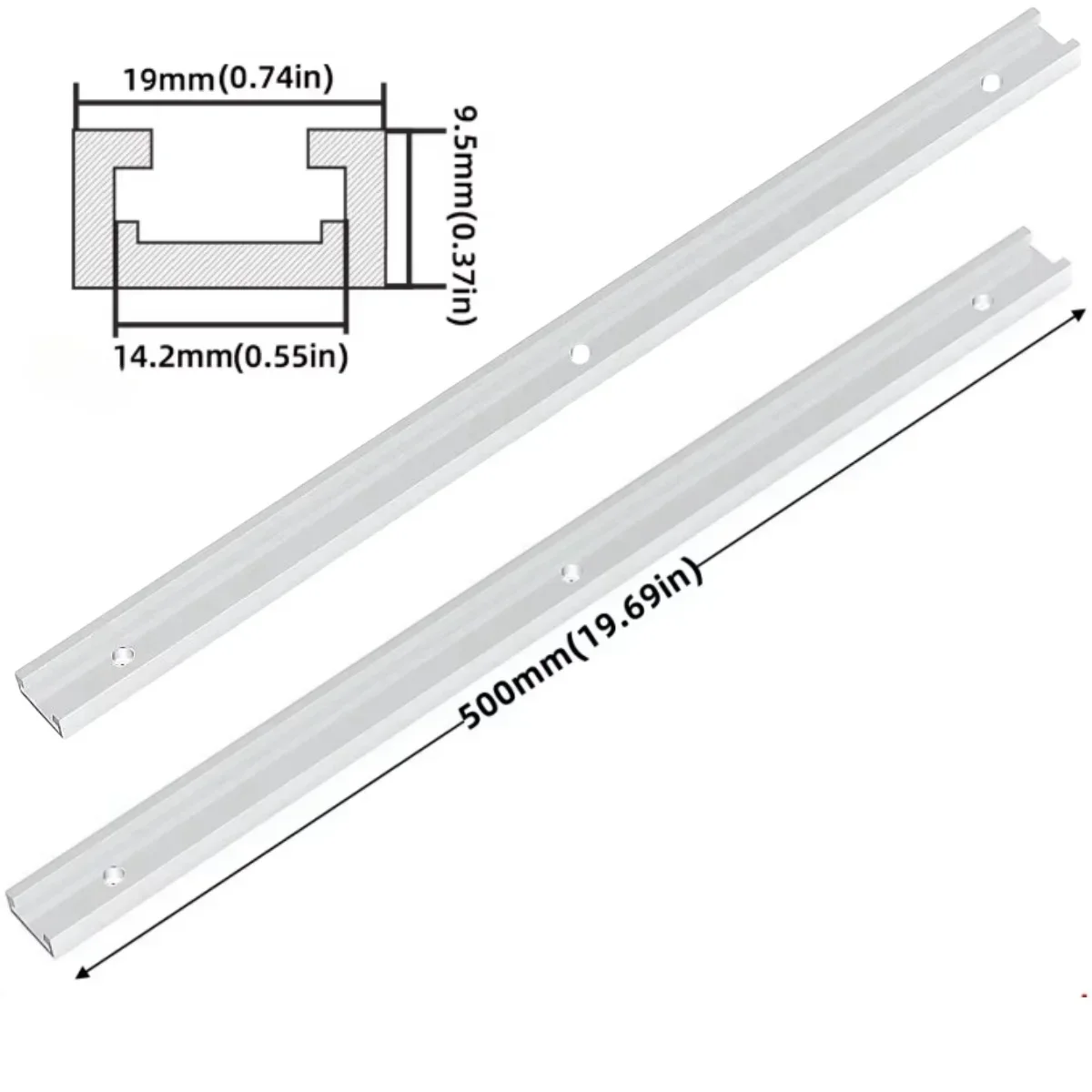 2er-Pack Holzbearbeitungs-T-Schienen, Hochbelastbare Aluminium-Gehrungsschienen für Frästische, Sägeleisten, Vorrichtungen und Klemmsysteme – Detail 18