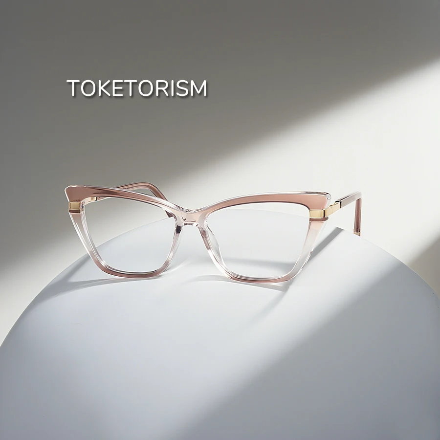 

Toketorism Fashion Women's Glasses Blue Light Blocking Eyeglasses Trendy Ladies Plain Eyeglass Frame